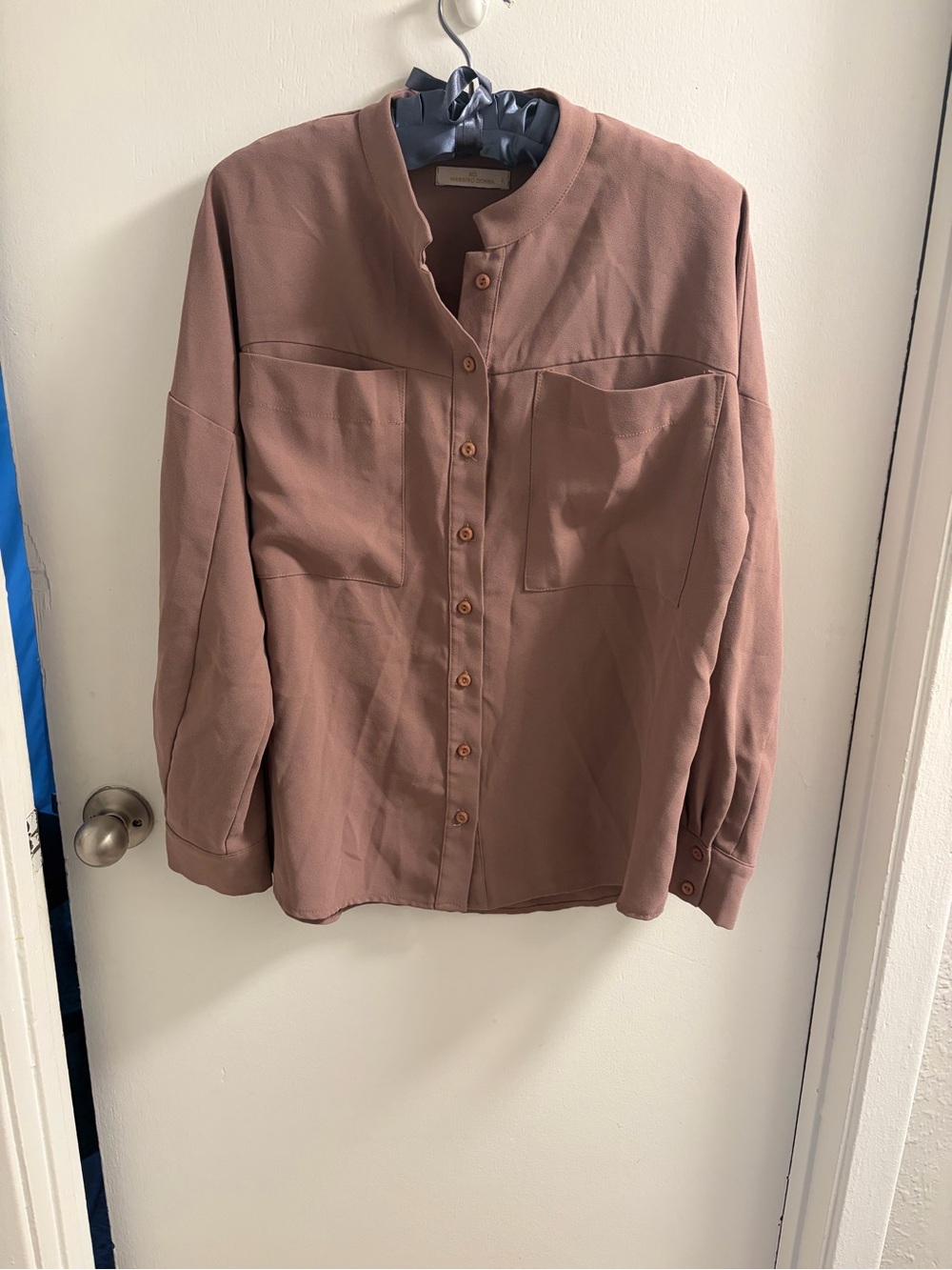 Massimo Donna Mauve Taupe Button Down Utility Blouse Size 2